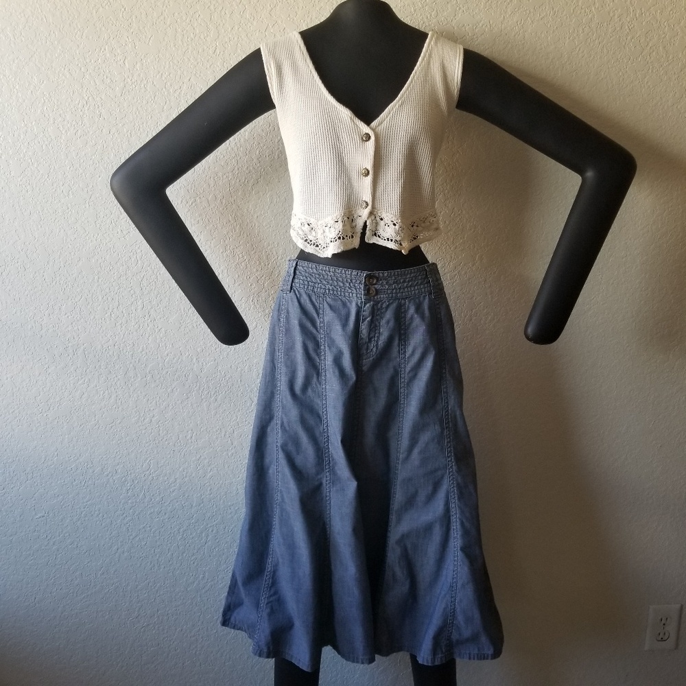Liz Claiborne denim look cotton skirt 2P